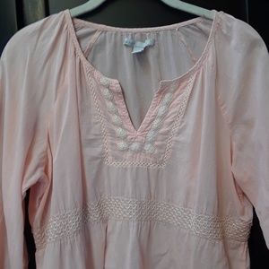 Old Navy Peach BOHO Cotton Embroidered Blouse